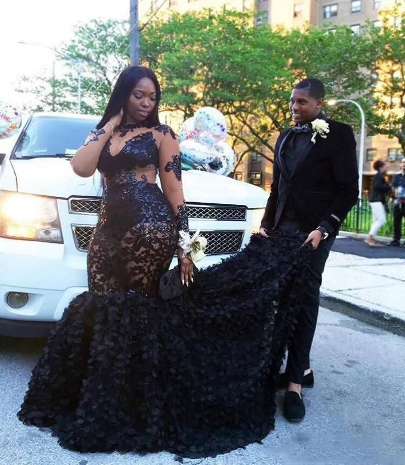 Black and white sales floral prom dress