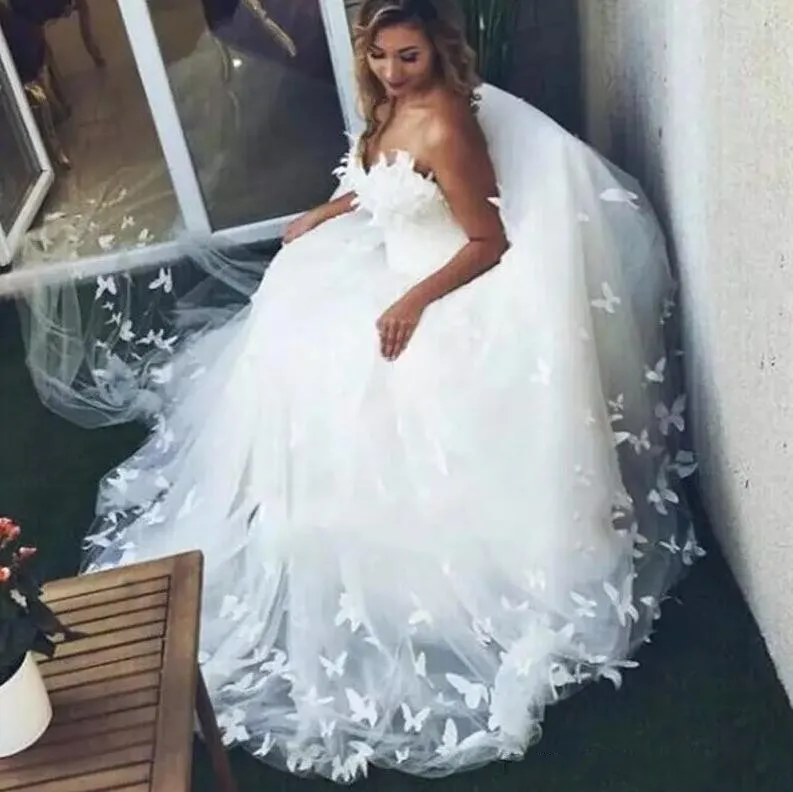 A Line Beautiful Wedding Dresses Sweetheart Appliques Beach