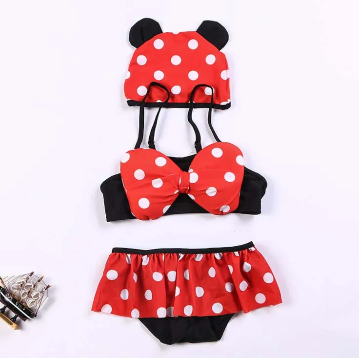 Atacado meninas do bebê swimwear pontos Bonito bowknot bebê menina crianças maiô swimwear biquíni conjunto tankini maiô praia desgaste