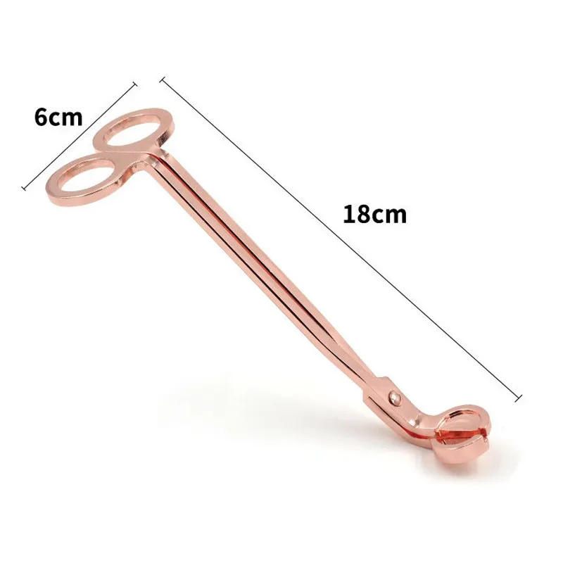 Rose gold 18cm Stainless Steel Candle Wick Trimmer Oil Lamp Trim scissor tijera tesoura Cutter Snuffer Tool Hook Clipper LZ1518