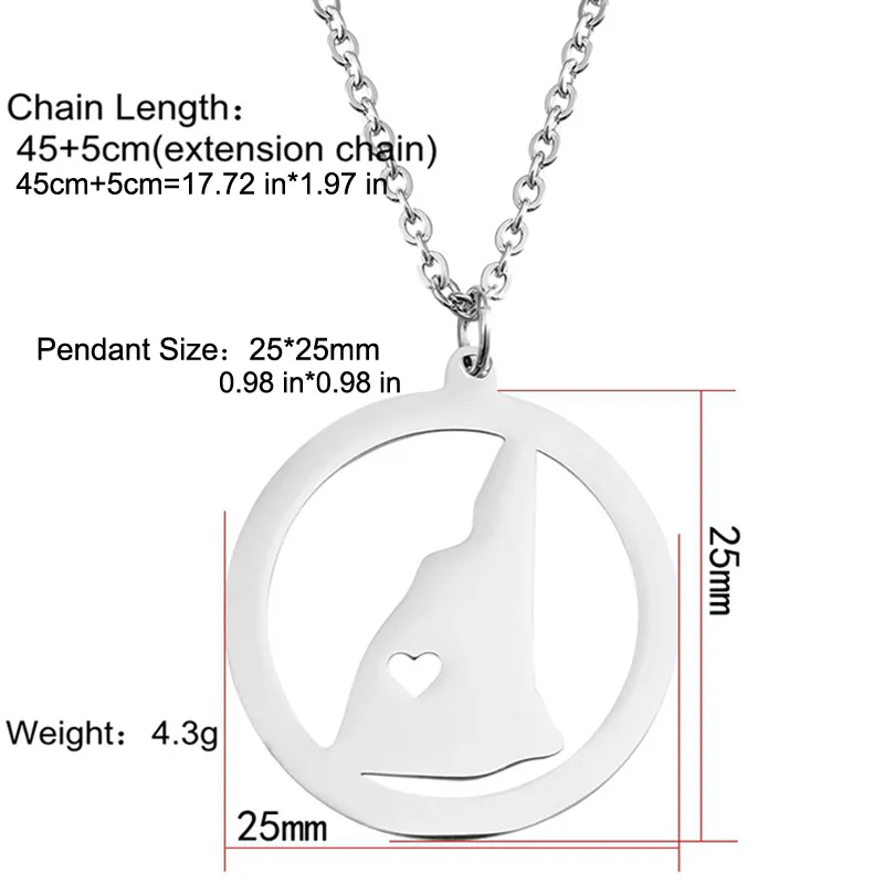 Карта США Нью-Гемпшир Штаты Ожерелья с подвесками Нью-Гэмпшир Шарм Страна Ожерелье Из Розового Золота Из Нержавеющей Стали Я Люблю Родной Город Подарок Ювелирных Изделий