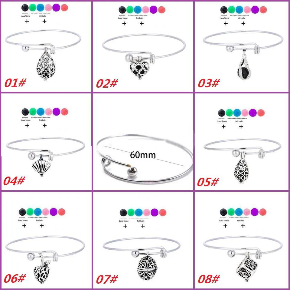 New Lava-rock Coração / Drop / Apple Charme Pendant Pulseiras DIY essencial de Aromatherapy Difusor Oil Bangle Natural Preto Lava Pulseiras