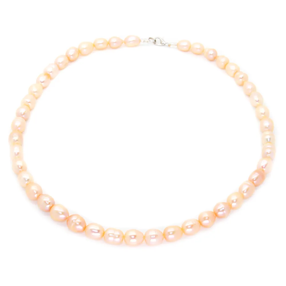 Collana di perline di perle d'acqua dolce gioielli di perle alla moda Collana di perle di colore naturale da 11-12 mm