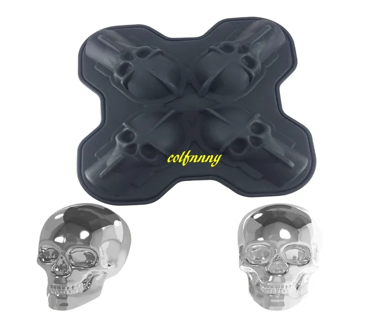 3pcs/lot 3D Skull Ice Cube Mold Maker Silicone Chocolate Tray Cake Candy Mould Bar Party Cool Whiskey Wine Ice Cream Tools