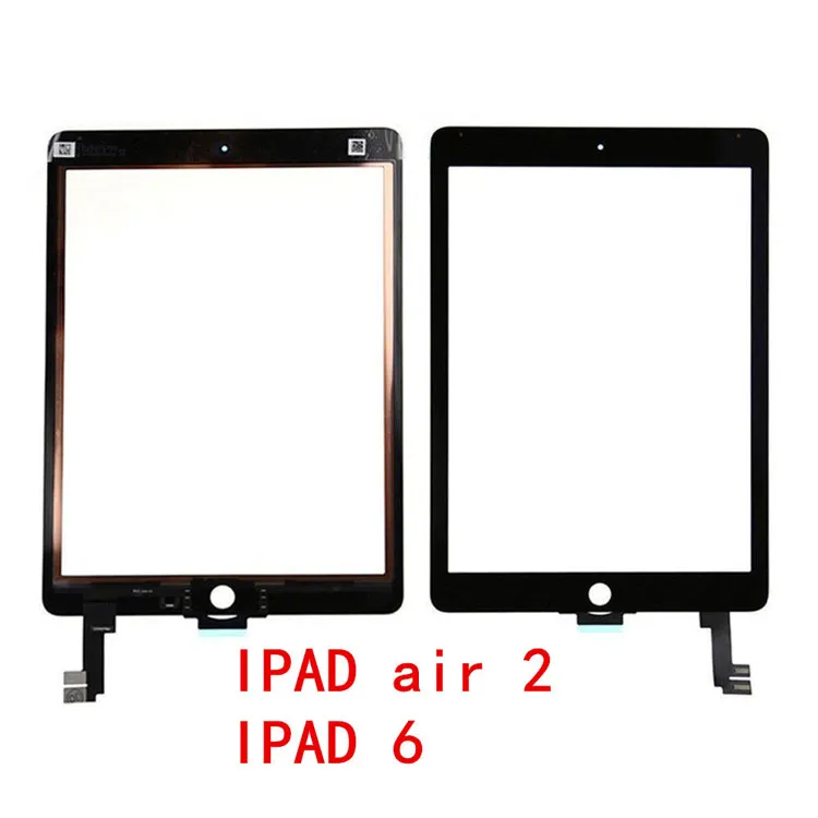 Högkvalitativ iPad Air 2 Pekskärm Glaspanel Digitaliserare med knappar Klisterlim Förpackning för iPad Air 2 iPad 5 6 mini 60 st