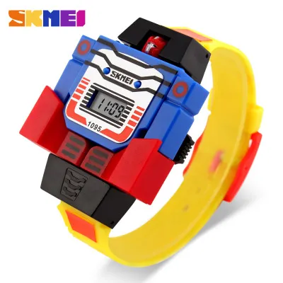 2018 Skmei Kids Led Fashion Digital Children sehen Cartoon Sports Uhren Roboter -Transformation Toys Jungen Armbanduhren beweglich 3982925