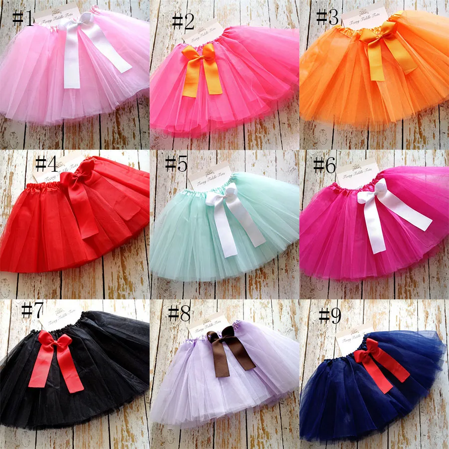 Newborn infant Bow Tutu Skirts Fashion Net yarn baby Girls Princess skirt Halloween costume 9 colors kids lace tutu Dress C3894