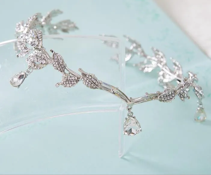 Bride Frontlet Diamond Wedding Tiara Crown Diament Wisiorek Brwi Bride Jewelry Biżuteria