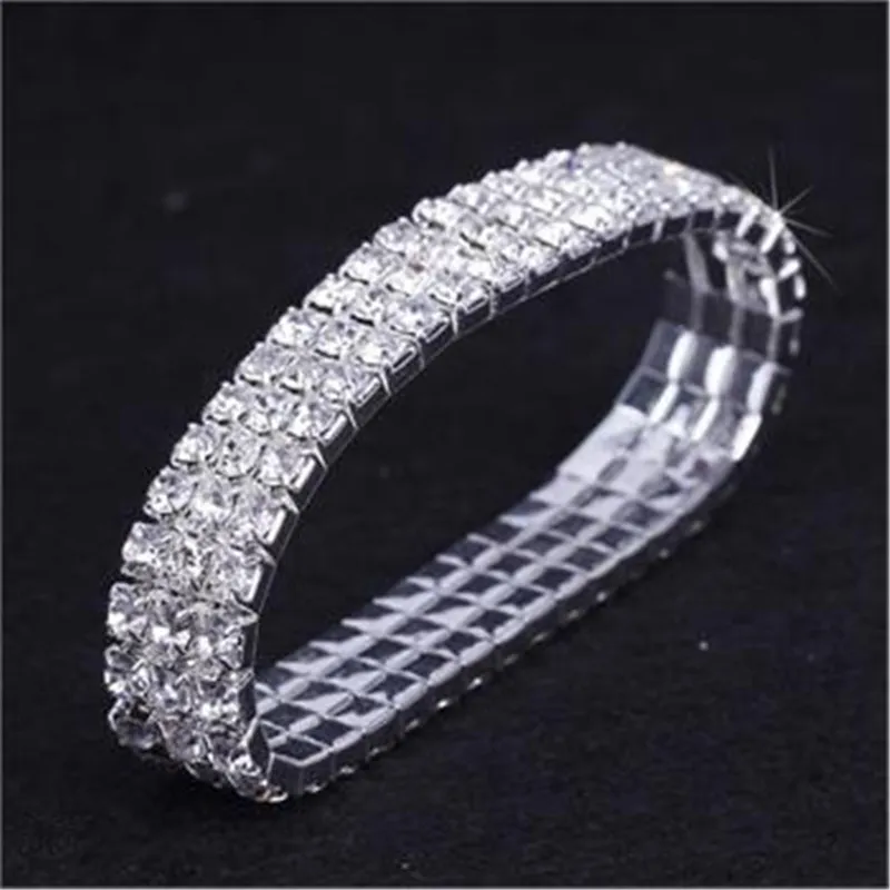 new fashion woman bracelet crystal rhinestone stretch bracelet bangle for girls wristband elastic wedding bridal jewelry