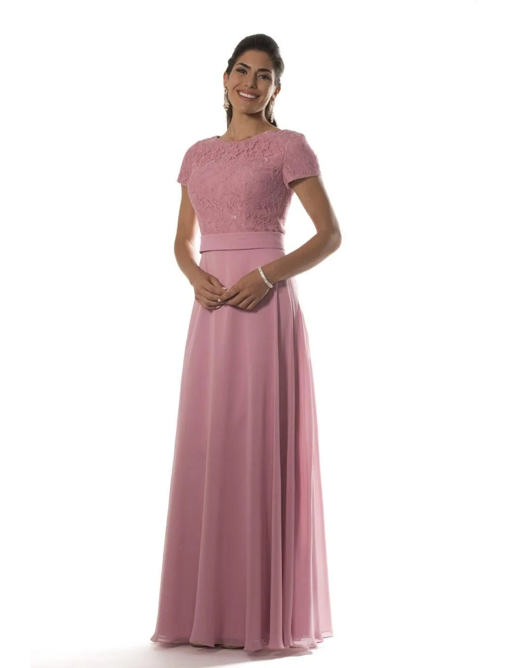 Modest pink bridesmaid dresses on sale