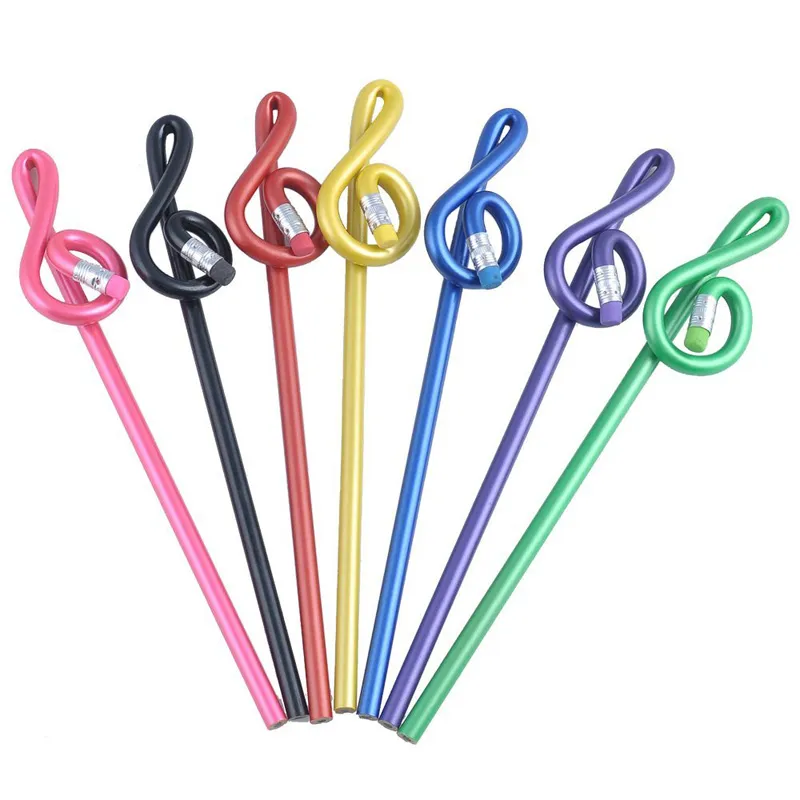 Music Treble Bent Pencils G Clef Pencil School Stationery Rainbow Color Pack of Gifts9849505