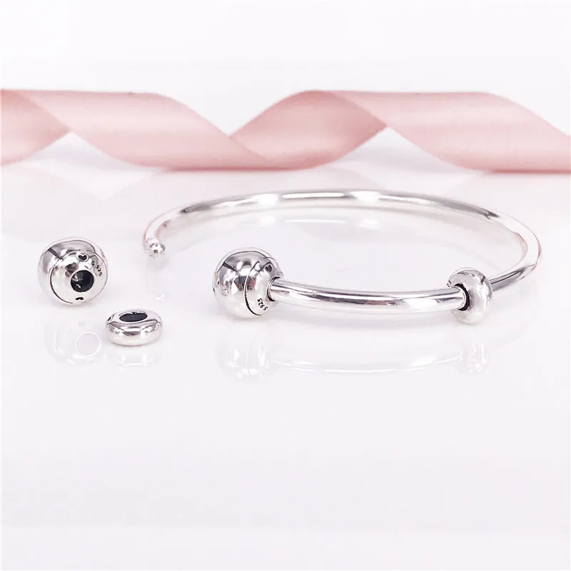 S925 Ouvrir Bracelet, Authentique S925 En Argent Sterling Femmes Marque Ouvrir charme bracelet Bracelet Fit DIY Perles