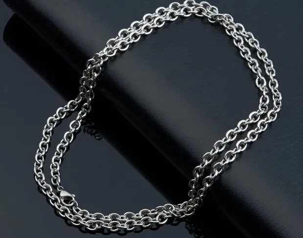 on sale Stainless steel jewelry Silver smooth rolo chain Women Necklace 1.8mm/3mm/4.5mm 16-32 inch wholesale