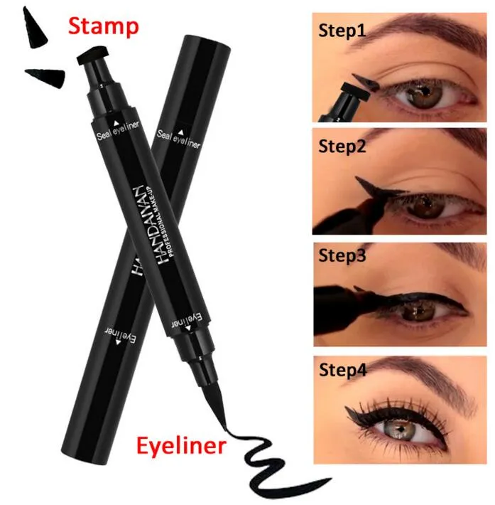 2018 Nowy płynny eyeliner stempel ołówki długotrwałe wodoodporna uszczelka znaczka wkładki oczu podwójnie zakończony czarnym kolorem