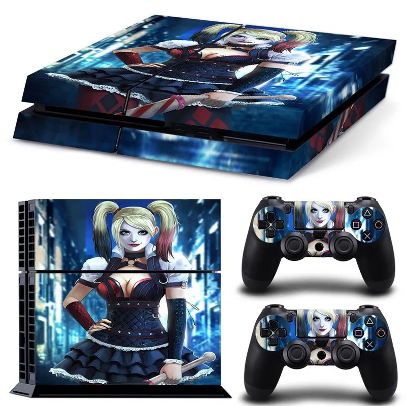 2018 Harley Quinn hudklistermärke för Sony Playstation 4 Console + 2st Controle Cover Dekaler för PS4 Dualshock 4 Spel Tillbehör