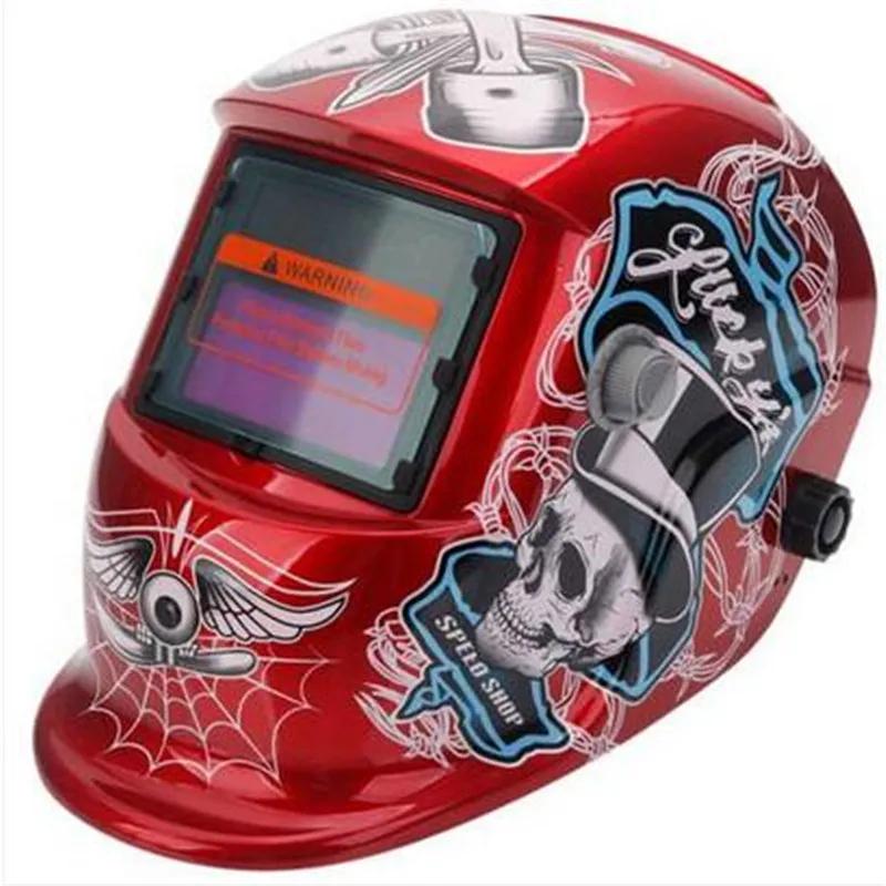 Wholesales Welding Helmets Solar Powered Auto Darkening Welding Helmet Skull Pattern Red & Black & White Soldering Industrial Supplies & MRO