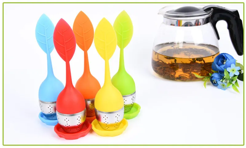 Silikon-Tee-Ei Blatt-Silikon-Ei mit Lebensmittelqualität machen Teebeutelfilter zu kreativen Edelstahl-Teesieben DHL-freies Verschiffen TO709