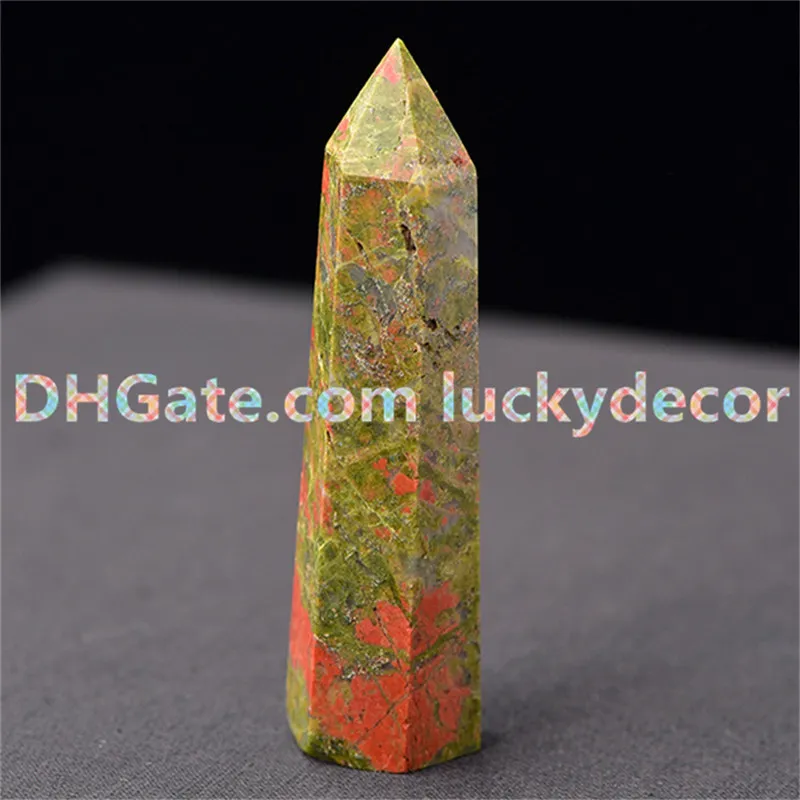 5 stks Natuur Unakite Jasper Rock Crystal Point Wand Epidote Toren Minerale Specimen Reiki Energy Meditation Stone Optimist Edelsteen Decoratie