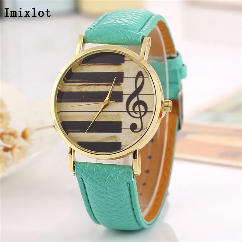 2018 nouvelle mode Piano clavier Note de musique Bracelet en cuir montres pour femmes dames montres à Quartz Bracelet montre