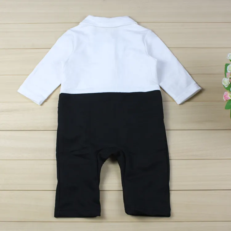 Bébé garçons gentleman vêtements tenues automne cravate infantile barboteuse + manteau / set enfants vêtements définit bambin vêtements