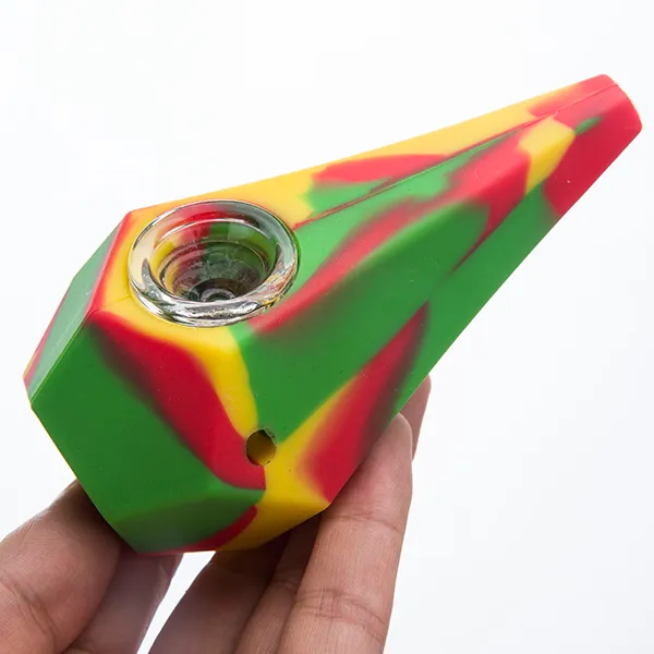 Newets diamant Silicone tabac fumer Pipe Mini eau narguilé Bong avec bol en verre Portable Shisha tuyaux à main Dab Rig 509