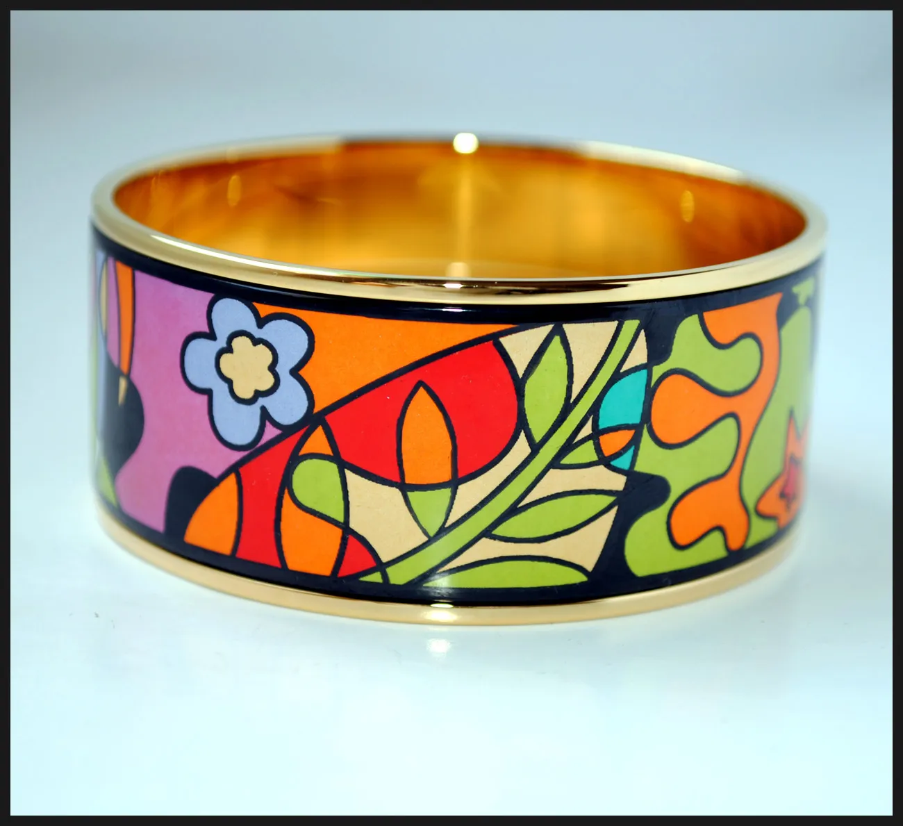 Dream Garden Series 18K banhado a ouro esmalte pulseira para mulher pulseiras de alta qualidade largura 30 mm joias da moda como 8621060