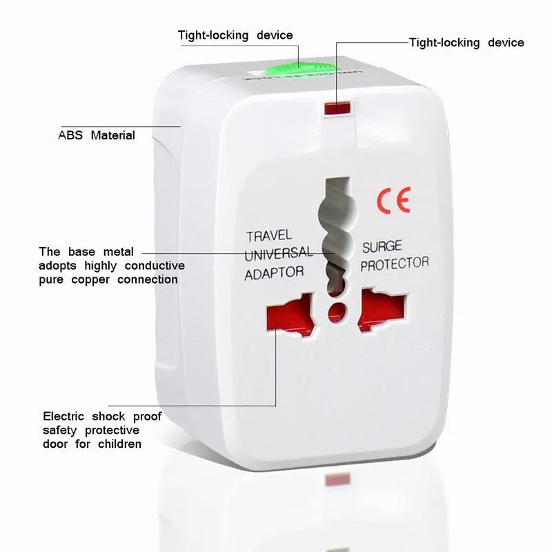 Chegada nova AU EUA REINO UNIDO DA UE Conversor Plug All in One Universal Internacional Adaptador de Tomada Porta Do Mundo de Viagem AC Power Charger