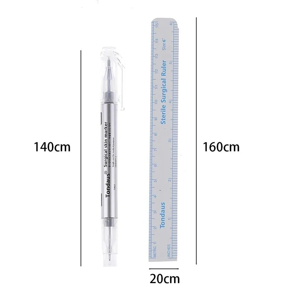 Microblading Tattoo Eyebrow Skin Marker Pen With Measure Measuring Ruler7003314