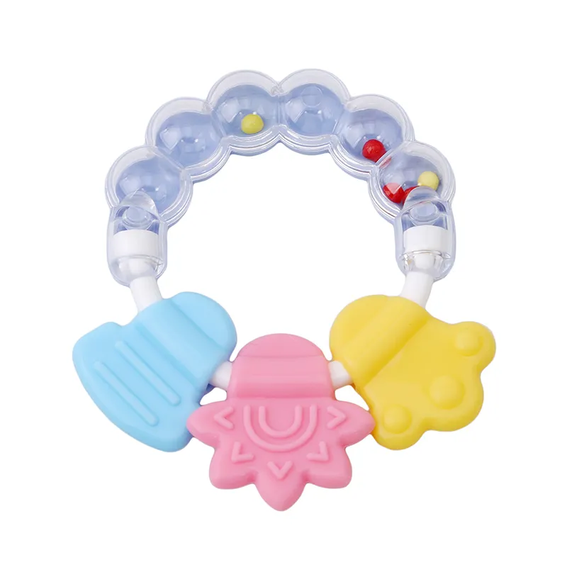 LOUT CARTOON Baby Baby Teether Educational Toys Zęby gryzące dla niemowląt zabawka grzechotka dla łóżka silikonowa ręka Handbell Jingle641528010