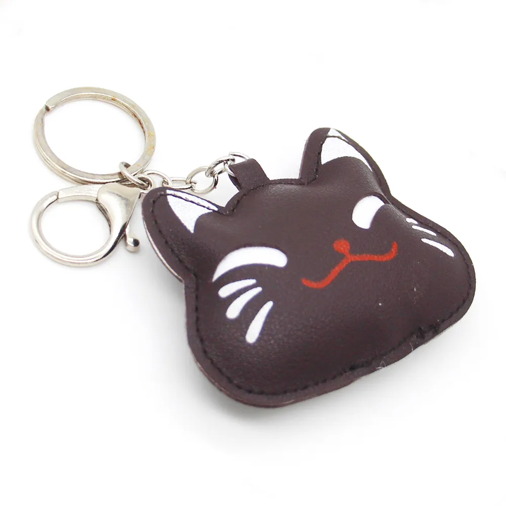 The latest fashion design cute cat PU leather pendant plus key chain holiday commemorative gift key chain wholesale