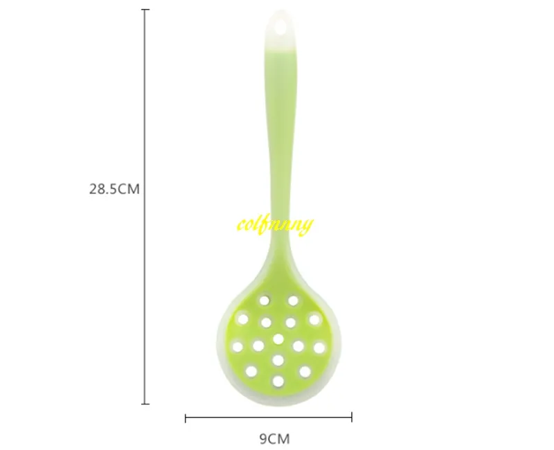 / 28.5 * 9 cm Filtre À Aliments Silicone Cuillère Filtre À Huile Longue Poignée Suspendu De Cuisson Pot Chaud Soupe Louche Cuisine Outil