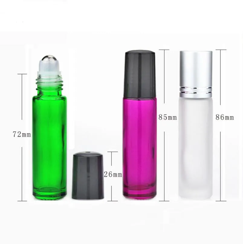 Thick 10ml Empty Roll on Glass Bottle for Essential Oil Bottle Metal Roller Ball, Small Cosmetic Packaging Container LX1120