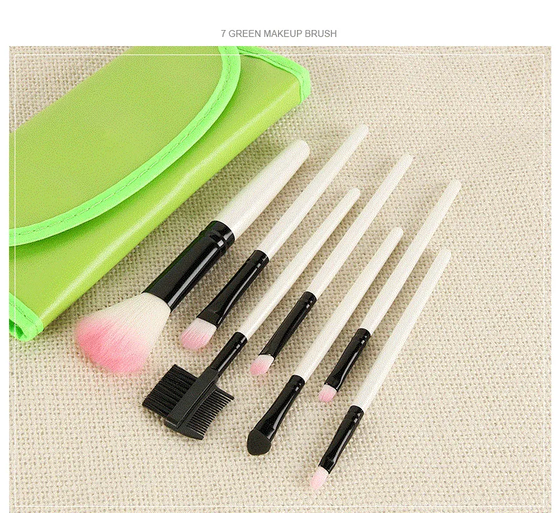 100 satz 7 stücke Make-Up Pinsel Set Persönliche Erröten Lidschatten Pulver Foundation Gesichts Kosmetik Mit PU Tasche 9 farben auf lager