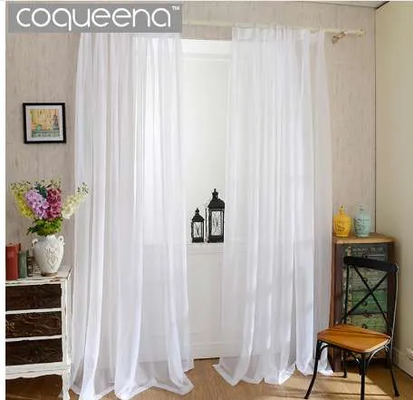Barato Branco liso pura cortinas para a cozinha da sala de visitas da sala de visitas cortina de tule cortina da porta de Voile drapeia o tratamento