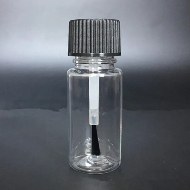 Bouteille PET transparente peinte vide de 10 ml avec capuchon de brosse en plastique, contenant d'huile essentielle de bouteille de vernis à ongles F20173389