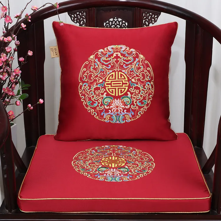 Custom Luxury Thicken Chair Pads Seat Cushions Home Decor Chinese Lucky Cotton Linen Lumbar Support Pillow High End Christmas Cushions