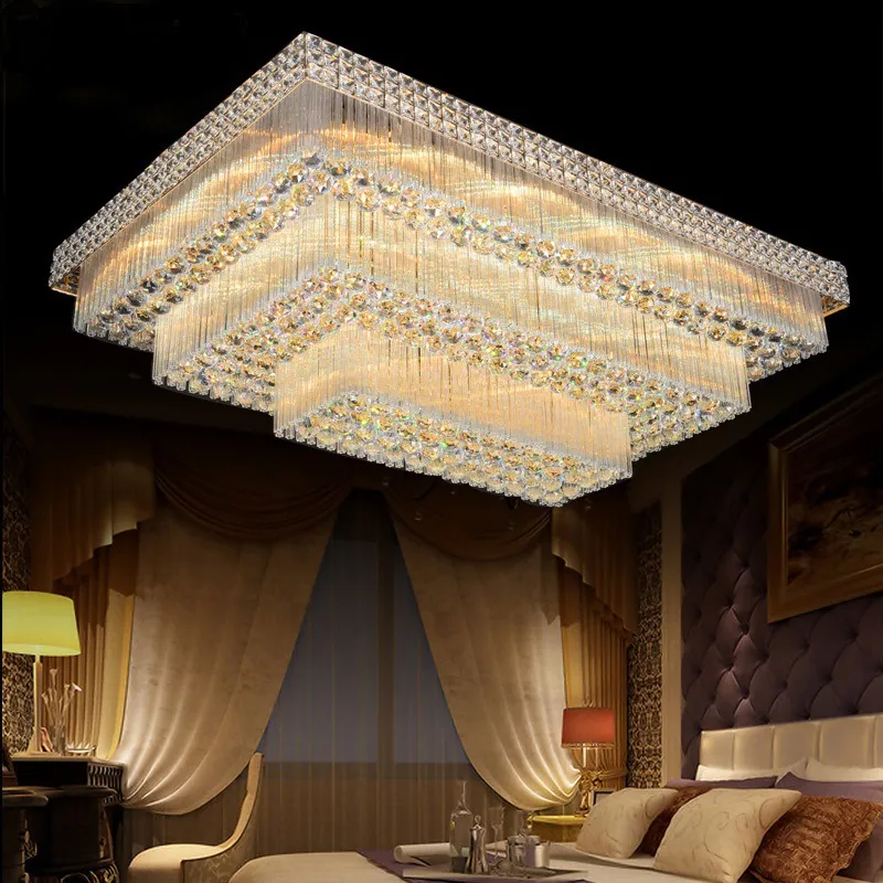 Żyrandole LED Sufit Ceiling Ceiling Luksusowe Noble Gorgeous High End K9 Crystal Chandelier Hotel Hall Schody Villa Lights