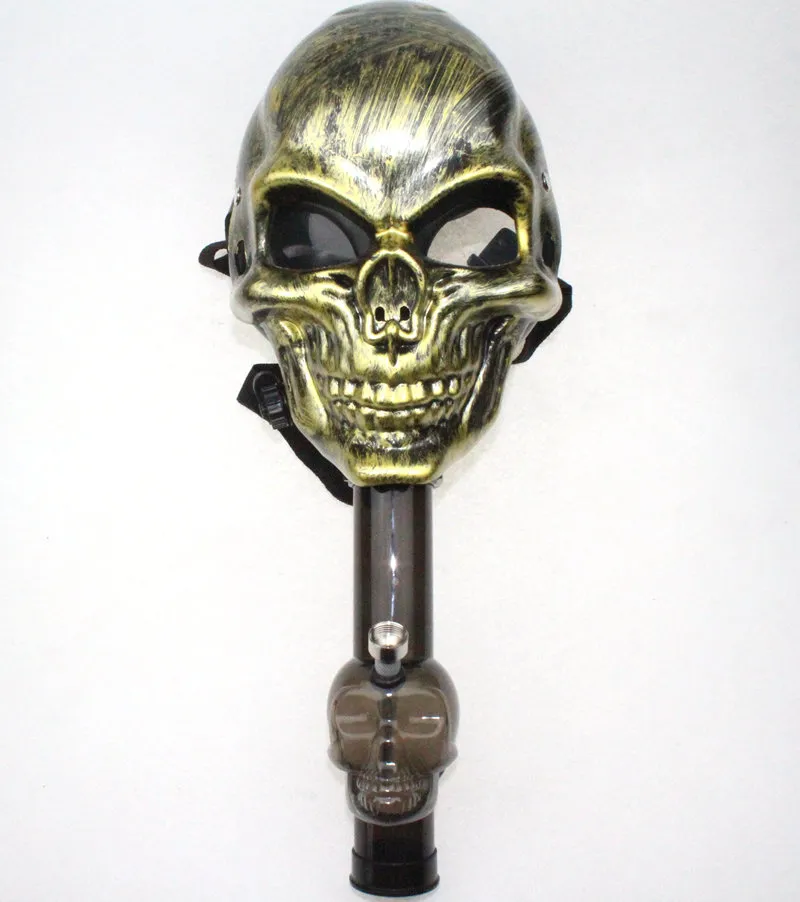 Máscara de calavera Bong Tabaco Shisha pipas acrílicas fumar narguile fiesta de Halloween vestido de lujo