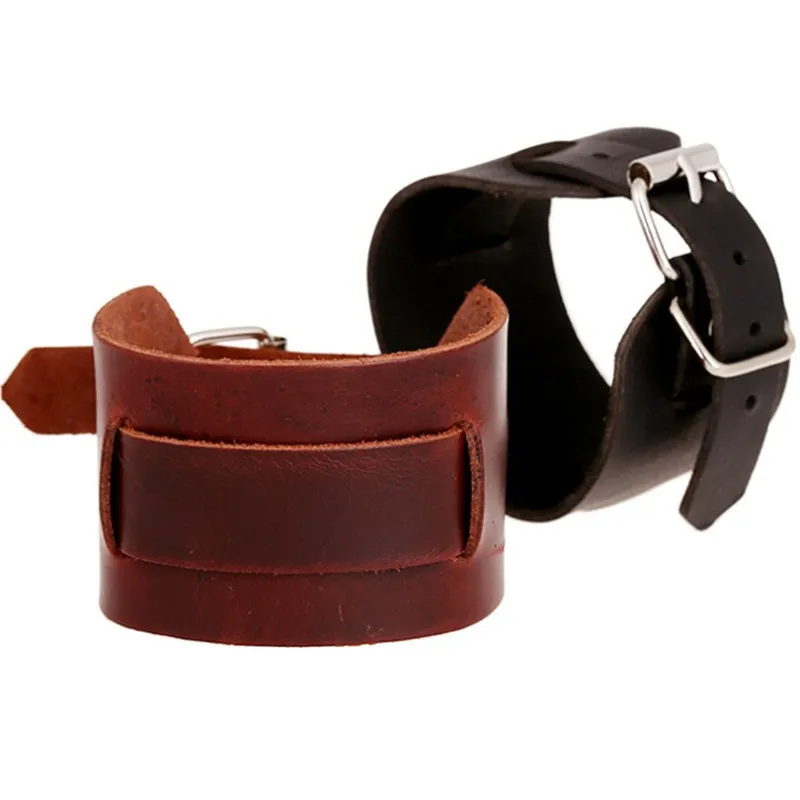 Leder geflochtene Manschettenarmbandrohlinge Schwarz Braun Punk Rock Rindsleder Dicker breiter Riemen Verschluss Armband Schmuckzubehör für Männer Großhandel