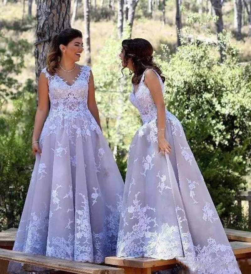 Neck 2018 V-Neck Prom Dresses Lace Appliqued Organza Sweep Train Formal  Occasion Wear Evening Party Gown Plus Size Custom Made