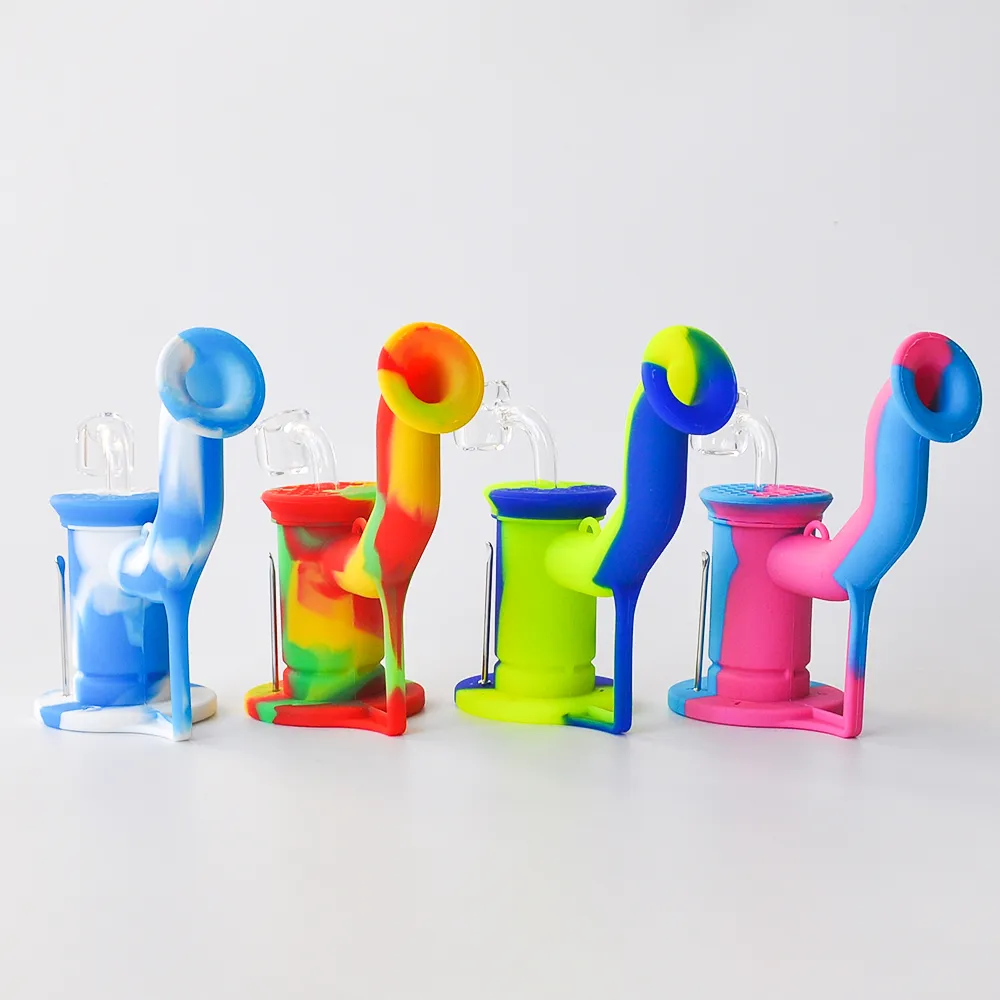 Pipa ad acqua in silicone Bong Oil Rig in silicone con contenitore olio di cera da 5 ml e banger al quarzo da 4 mm Prezzo di fabbrica di spedizione gratuita