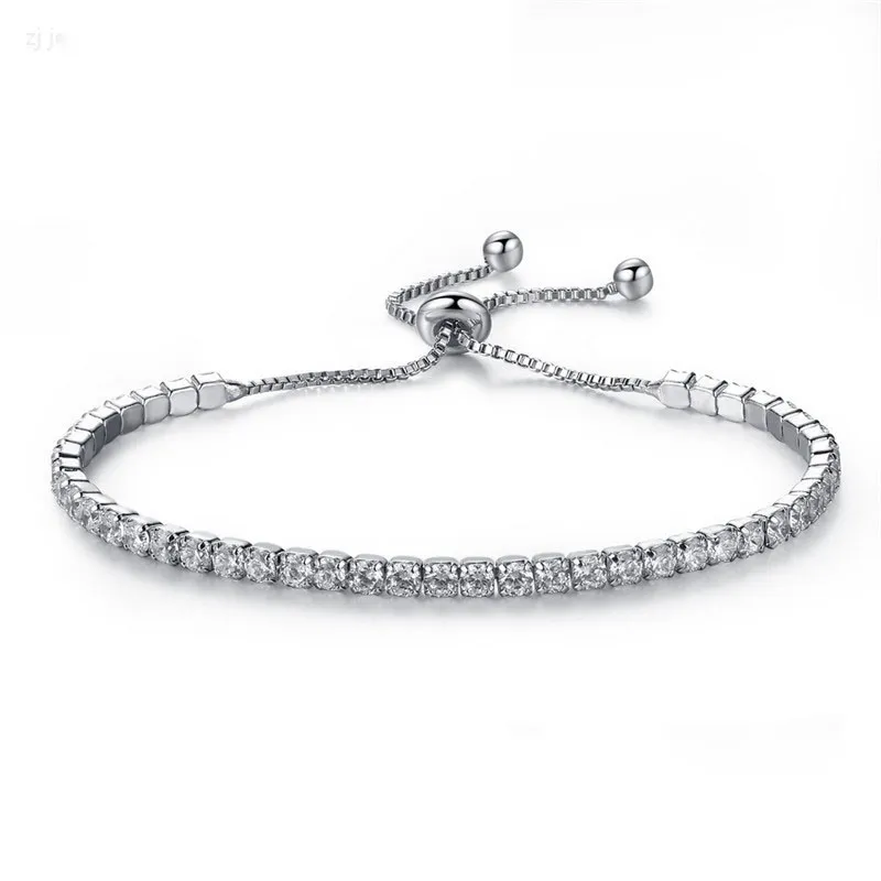 Sier Plated Armband Full Diamond Crystal Chain Fit Rhinestone Bangle Armband Kvinnliga present BR002