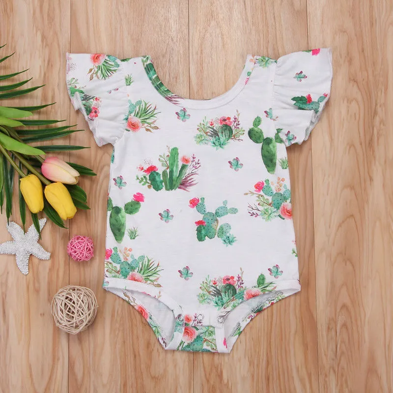 Nouveau-né Bébé Fille Vêtements 2018 Été Cactus Volants Romper One-pieces Vêtements Bébé Vêtements Sunsuit Bébé Body Costumes Infantile Filles Vêtements