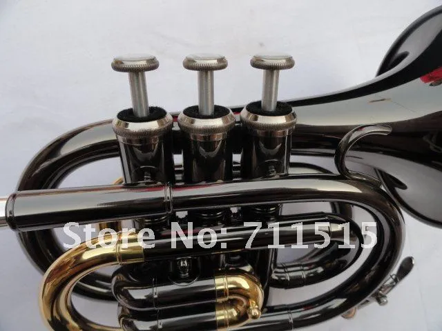 OVES Unique Beautiful Pocket Bb Trumpet Professional Musical Instrument Brass Tube Surface Black Plated Trumpet With Case