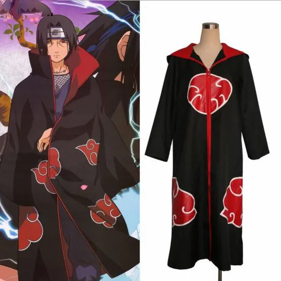 Anime Naruto Cosplay Costume Akatsuki Cloak Naruto Uchiha Itachi