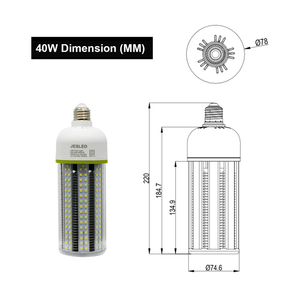 슈퍼 밝은 주도 옥수수 전구 E 39 E40 80W 100W 120W 150W Led 옥수수 빛 360 각도 SMD2835 Led 램프 조명 AC 100-300V