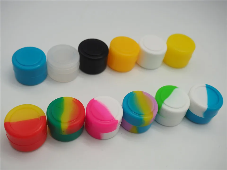 Anti -aanbak wax containers siliconen doos 2 ml siliciumcontainer voedselkwaliteit potten dab gereedschap opslagpotolie houder voor verdampervape FDA goedgekeurd