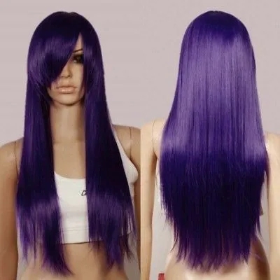 Roxo Escuro 0.7m Dinâmico Styling Longa Reta Cosplay Perucas 76/3737