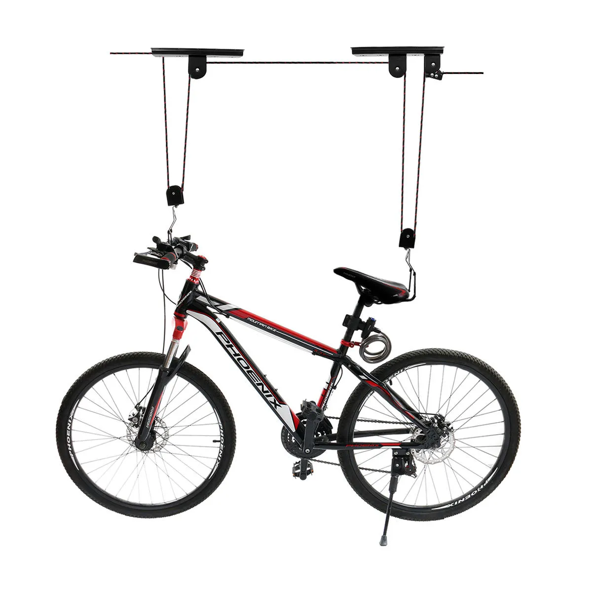 Bike Bicycle Lift Ceiling Mounted Hoist Storage Garage Bike Hanger Save Space Roof Ceiling Pulley Rack Wall Mounted-Bike Hook Bearing 20KG