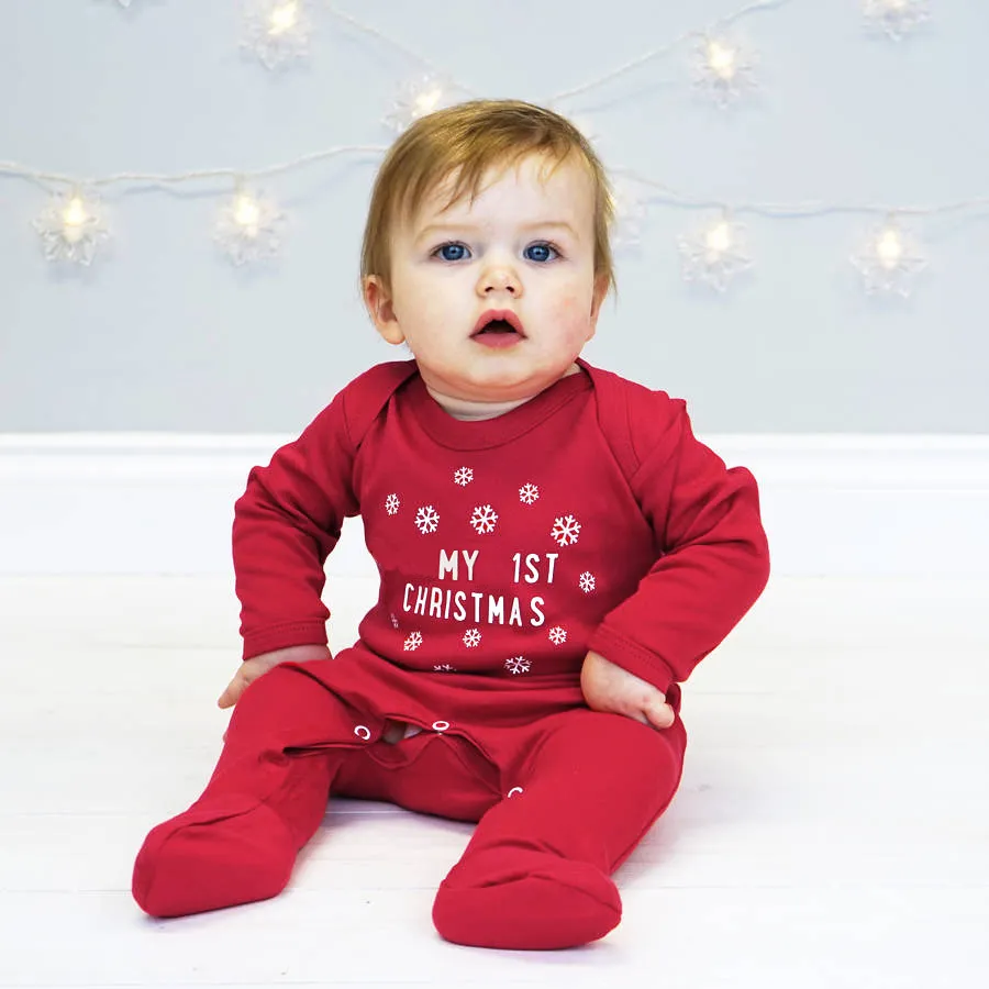 Kinder-Weihnachtskleidung 2018 Mein 1. Weihnachtsspielanzug Baby-Einteiler, langärmelig, rote Overalls, Pyjamas, Kleinkinder, Kleinkinder, Mädchen, Jungen, Kleidung, 0–18 Monate